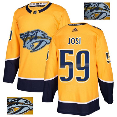 Adidas Predators #59 Roman Josi Yellow Home Authentic Fashion Gold Stitched NHL Jersey